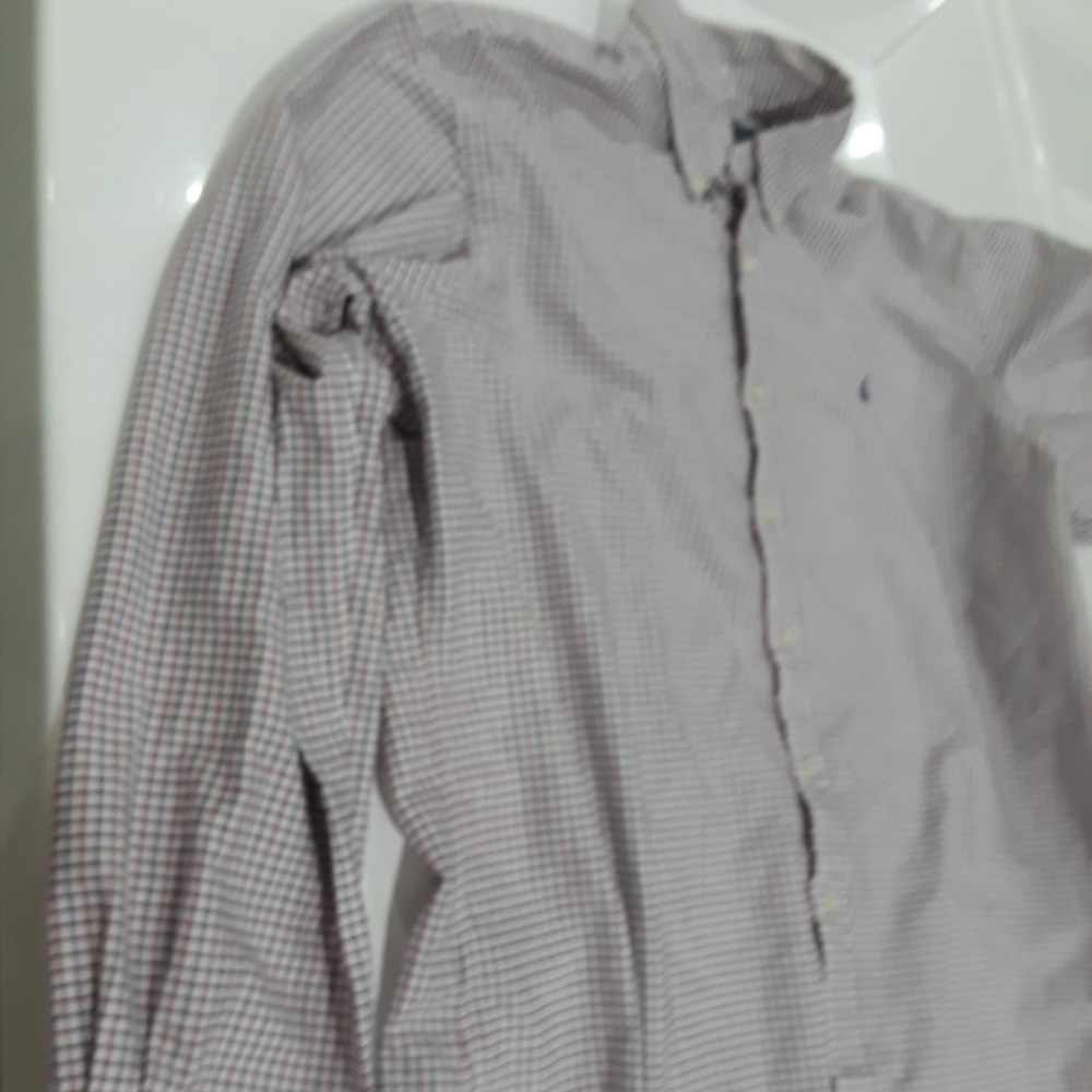 Ralph Lauren white, burgundy, navy checked shirt